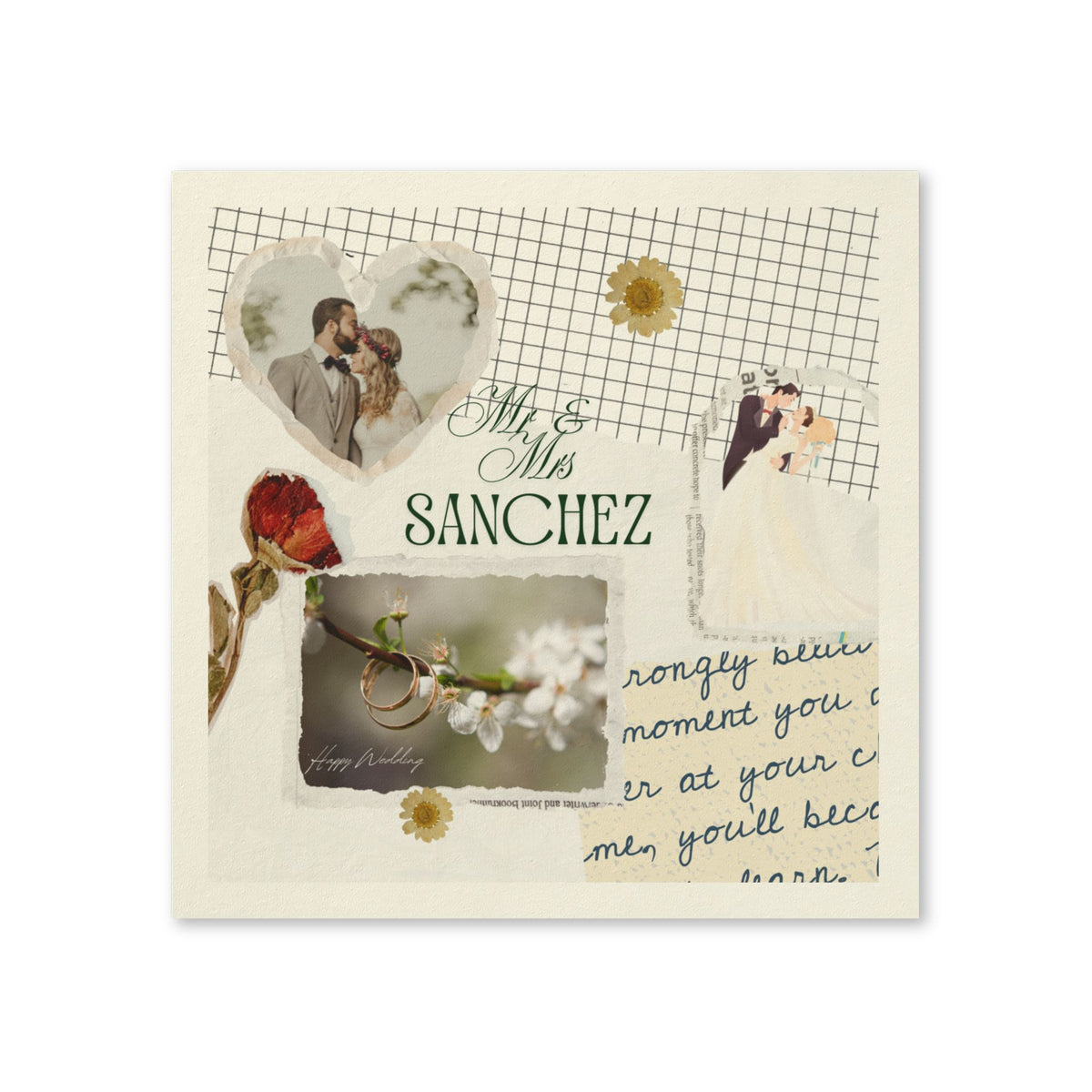Wedding Napkins — Personalized 'Mr & Mrs Sanchez' Collage Cocktail Napkins