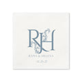 Wedding Monogram Napkins — Personalized RH Initials with Names & Date