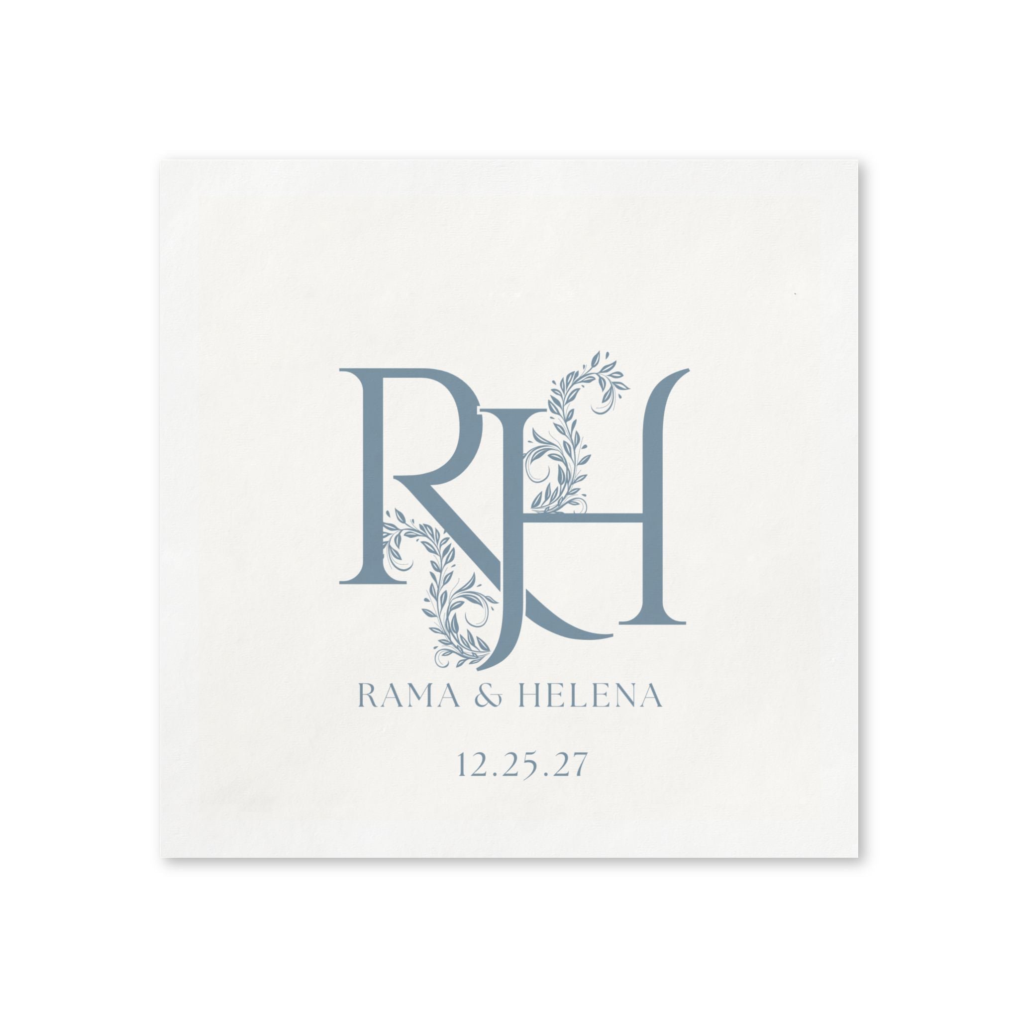 Wedding Monogram Napkins — Personalized RH Initials with Names & Date