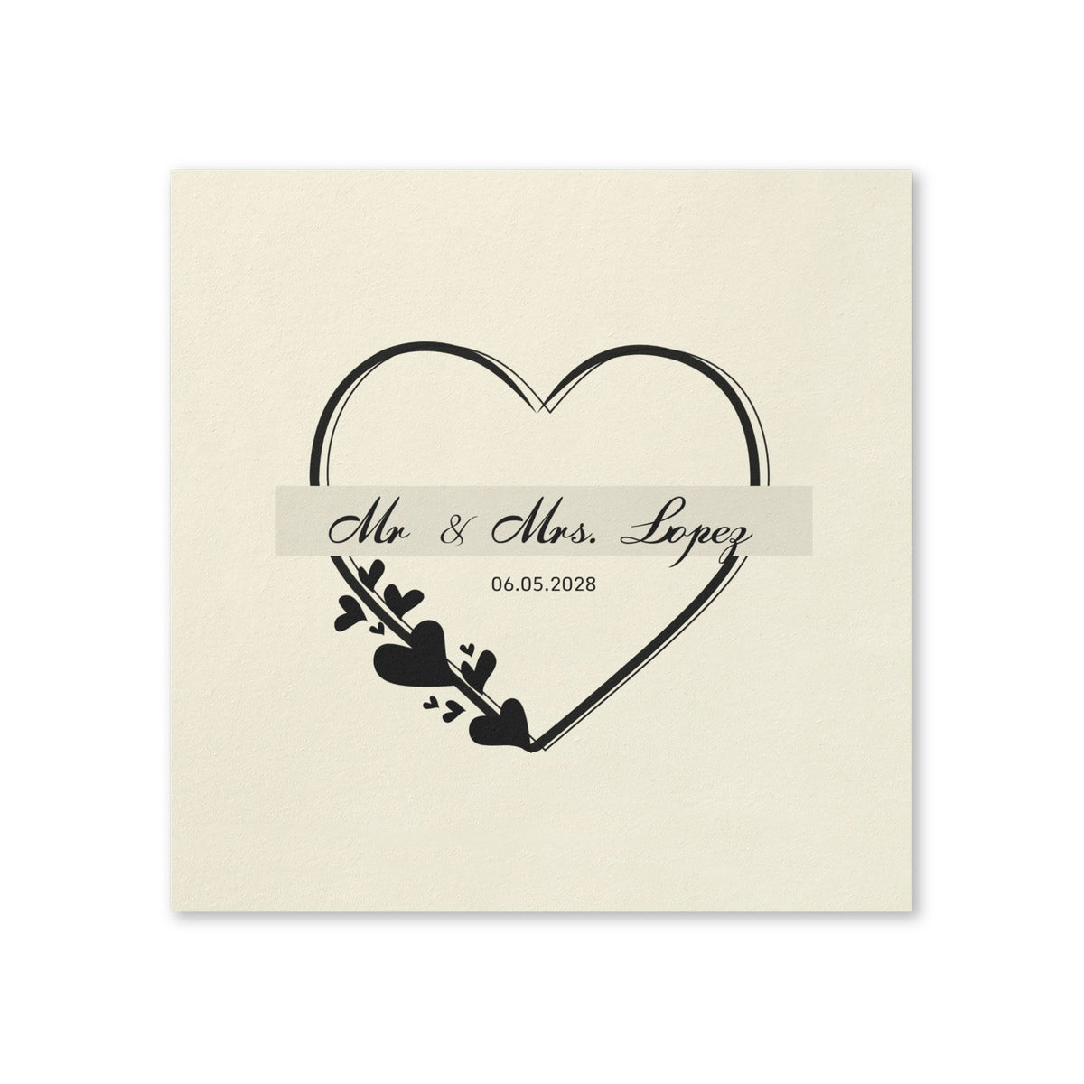 Wedding Napkins — Mr. & Mrs. Lopez Custom Date Heart Design