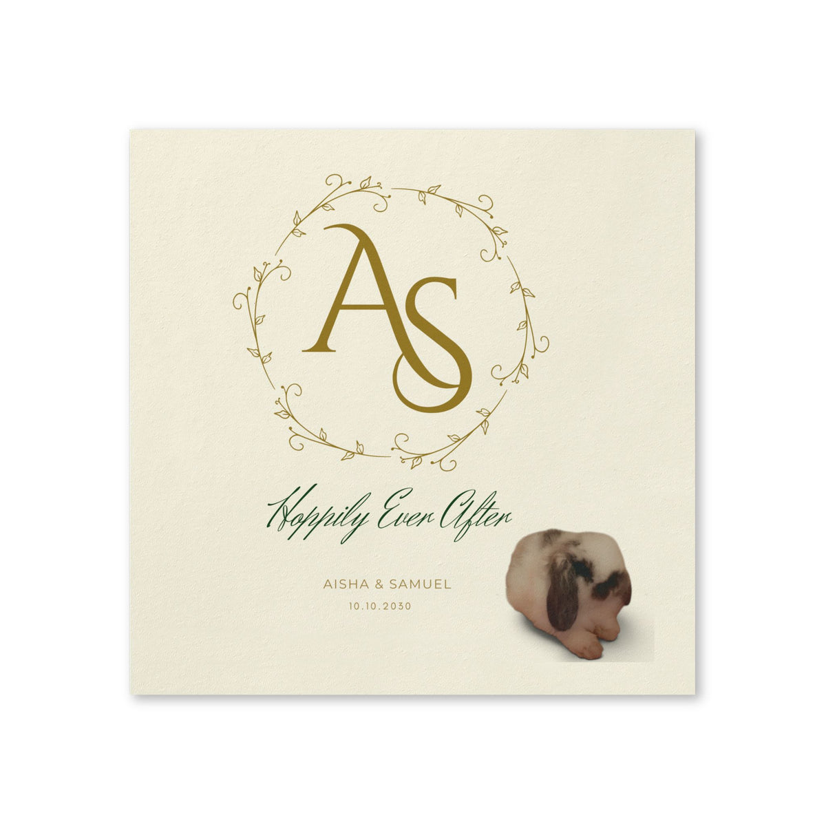 Monogrammed Wedding Napkins — "Hoppily Ever After" Personalized Cocktail Napkins Rabbit Lovers -