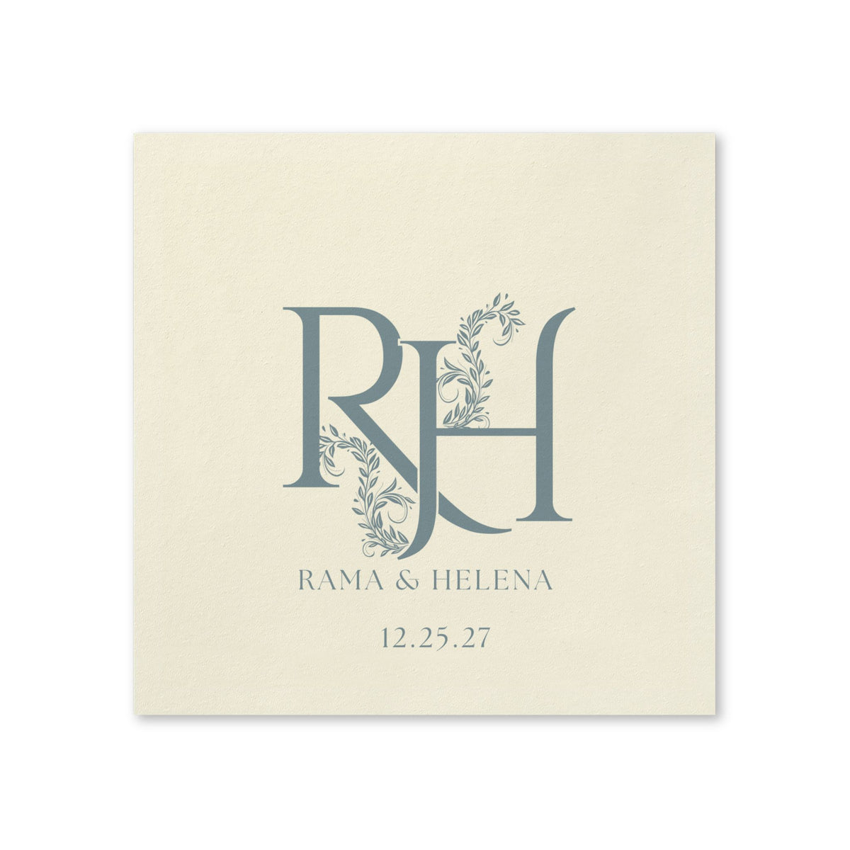Wedding Monogram Napkins — Personalized RH Initials with Names & Date