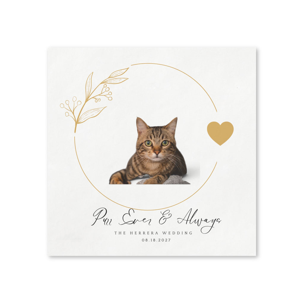 Personalized Cat Wedding Napkins — "Purr Ever & Always" Custom Cocktail Napkins