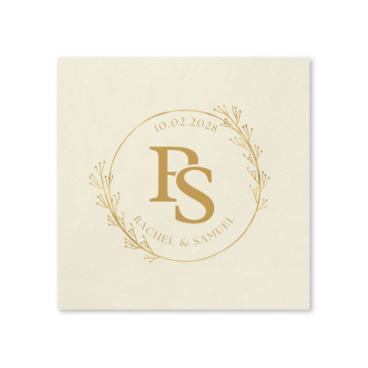 Personalized Monogram Napkins — Gold Floral Initials (Custom Names & Date)