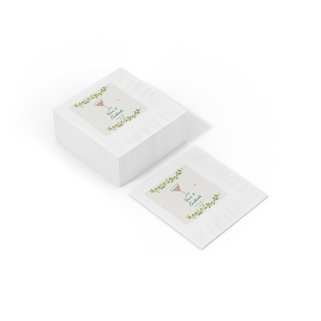 Wedding Personalized Cocktail Party Napkins – "Vows & Cocktails" Floral Martini Beverage Napkins Mr & Mrs