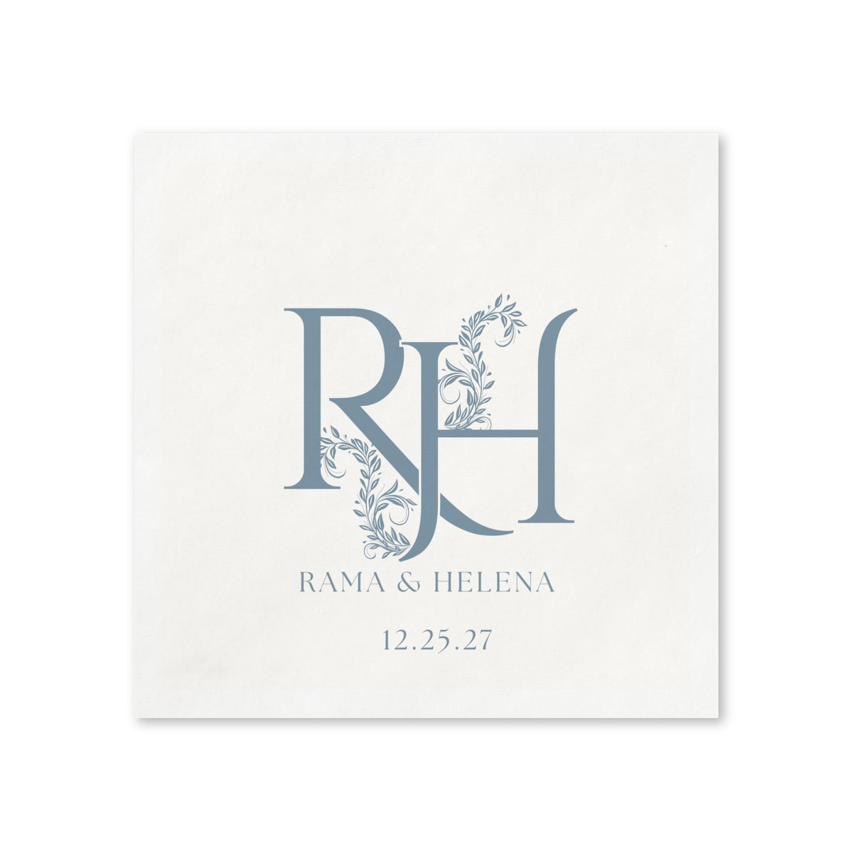 Wedding Monogram Napkins — Personalized RH Initials with Names & Date