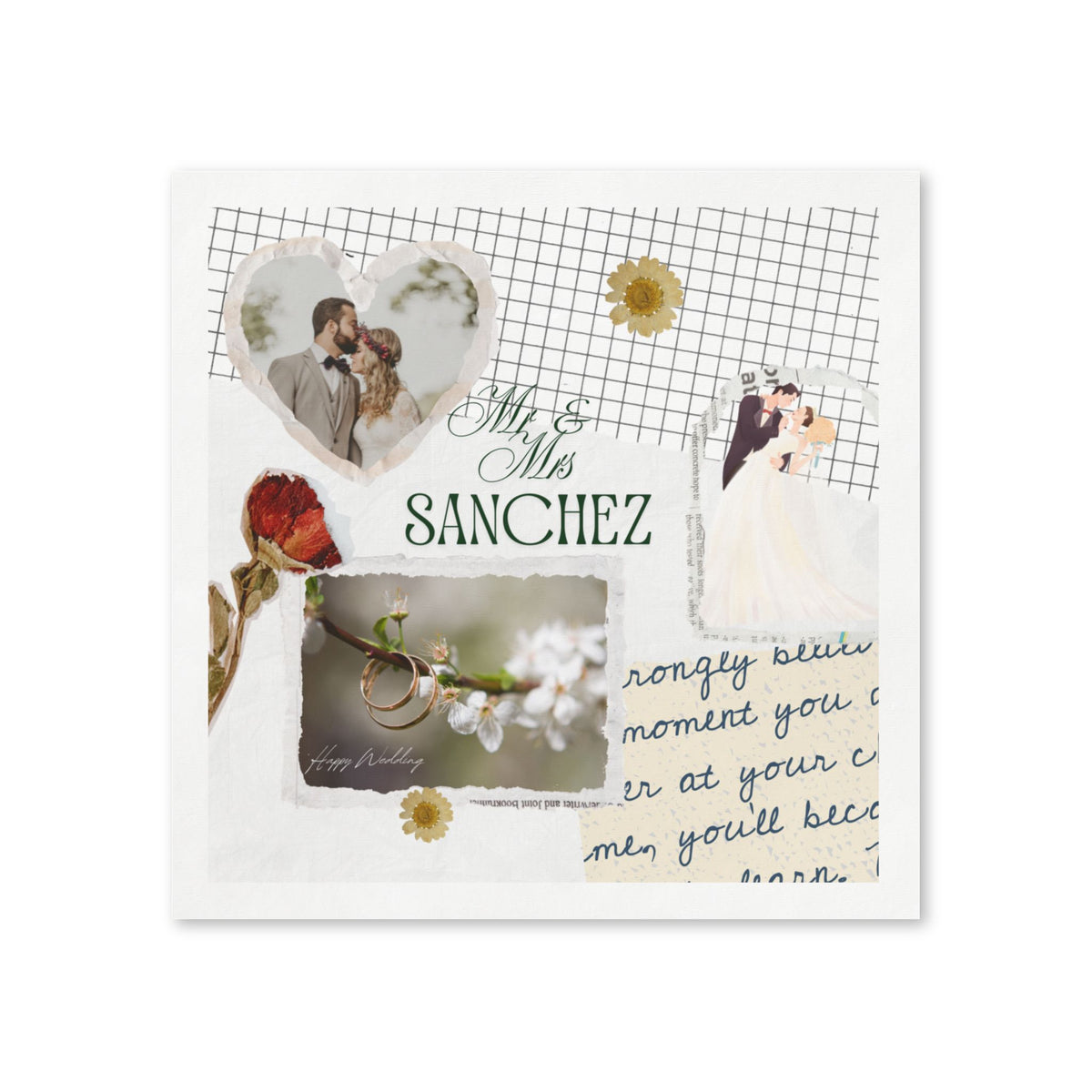 Wedding Napkins — Personalized 'Mr & Mrs Sanchez' Collage Cocktail Napkins