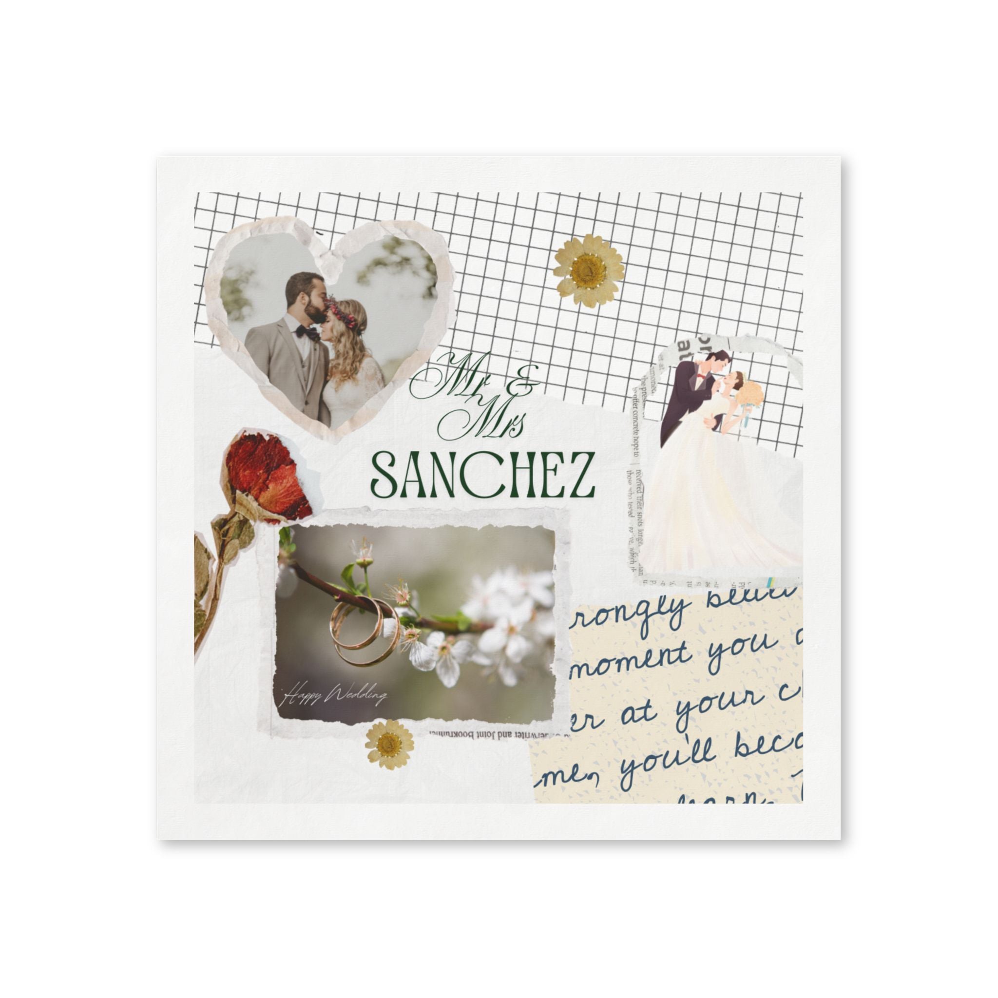 Wedding Napkins — Personalized 'Mr & Mrs Sanchez' Collage Cocktail Napkins